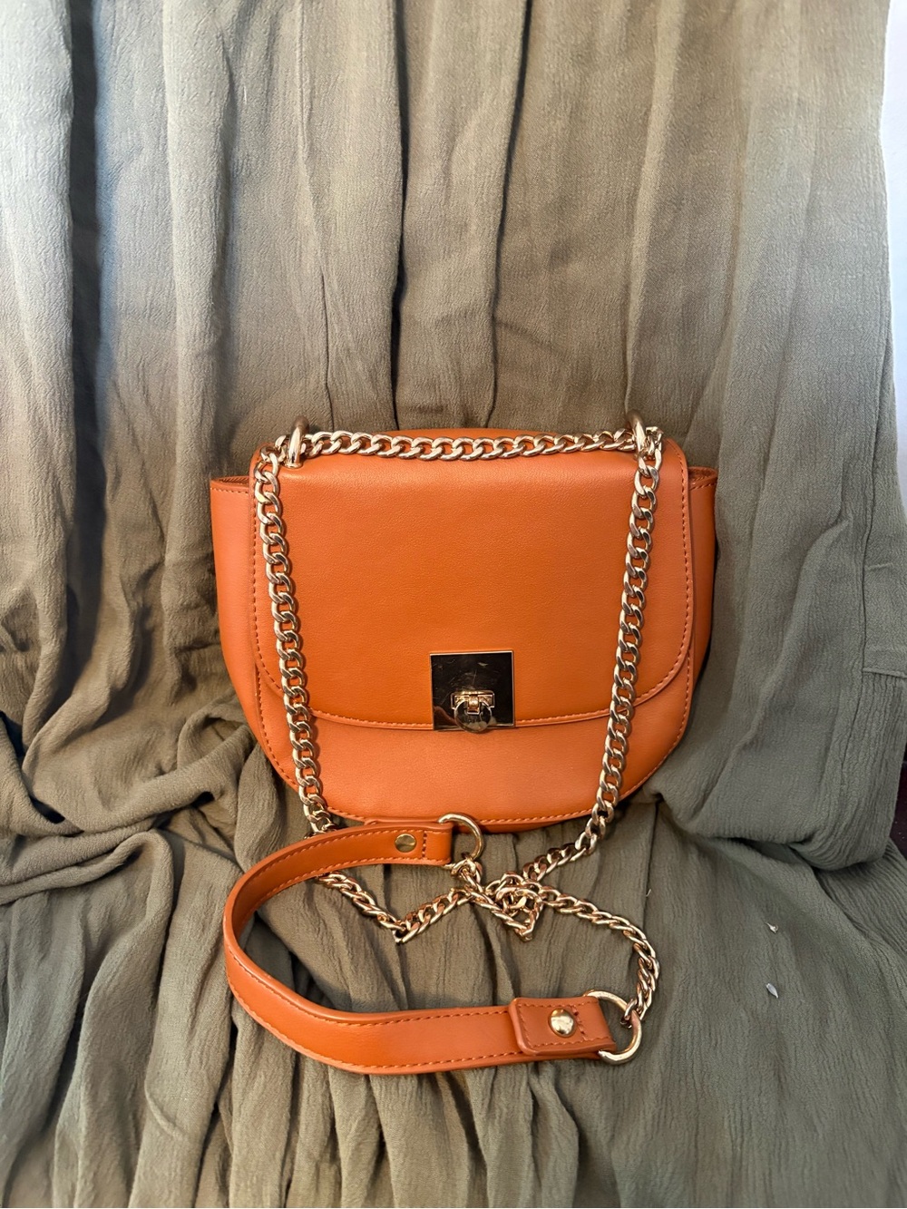 Forever 21 Orange Crossbody with Gold Chain